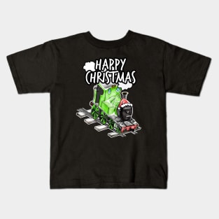 Happy Christmas Steam Train Railway Railroad Enthusiasts Snow Kids T-Shirt